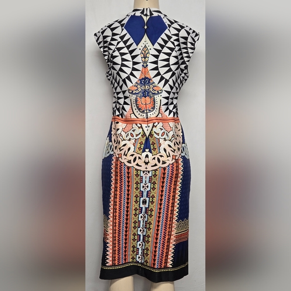 Eci 6 Sheath Dress Bold Bohemian Sleeveless Keyhole Stretch Knit - Picture 4 of 6